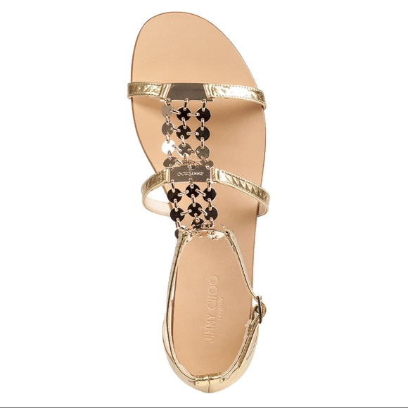 🎉HP🎉⚡️FLASH SALE⚡️ Sold Out Jimmy Choo Gold Metallic Wyatt Sandal - Picture 2 of 10